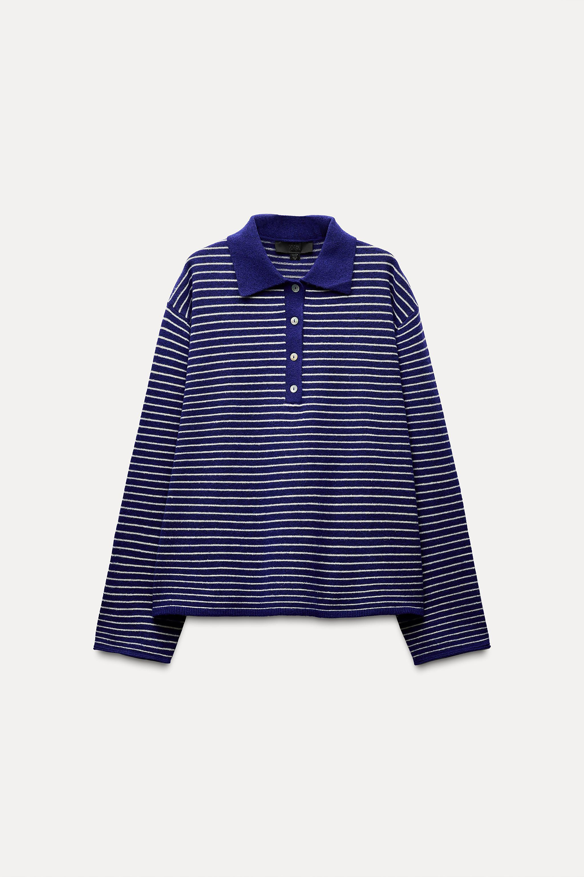 STRIPED KNIT POLO SWEATER | Zara US
