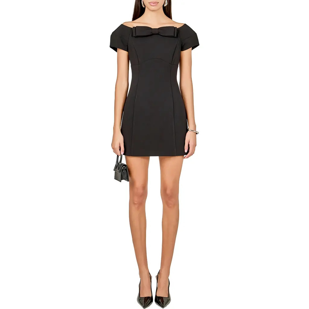 Endless Rose Bow Minidress in Black at Nordstrom, Size Small | Nordstrom