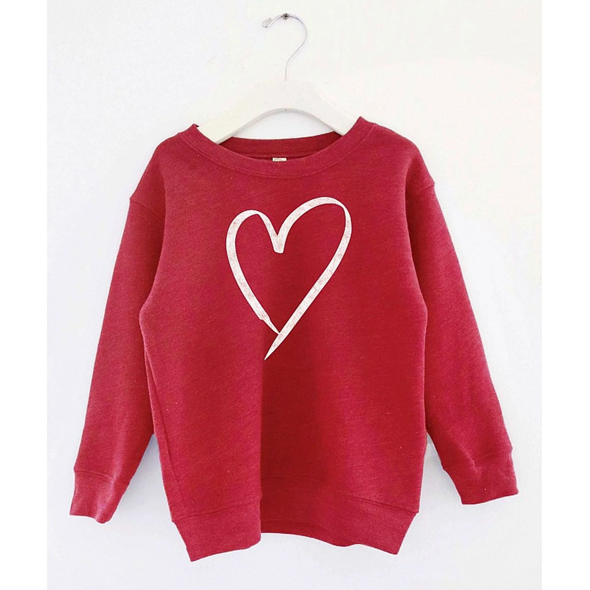 Heart Toddler Graphic Sweatshirt, Cranberry Heather | SpearmintLOVE