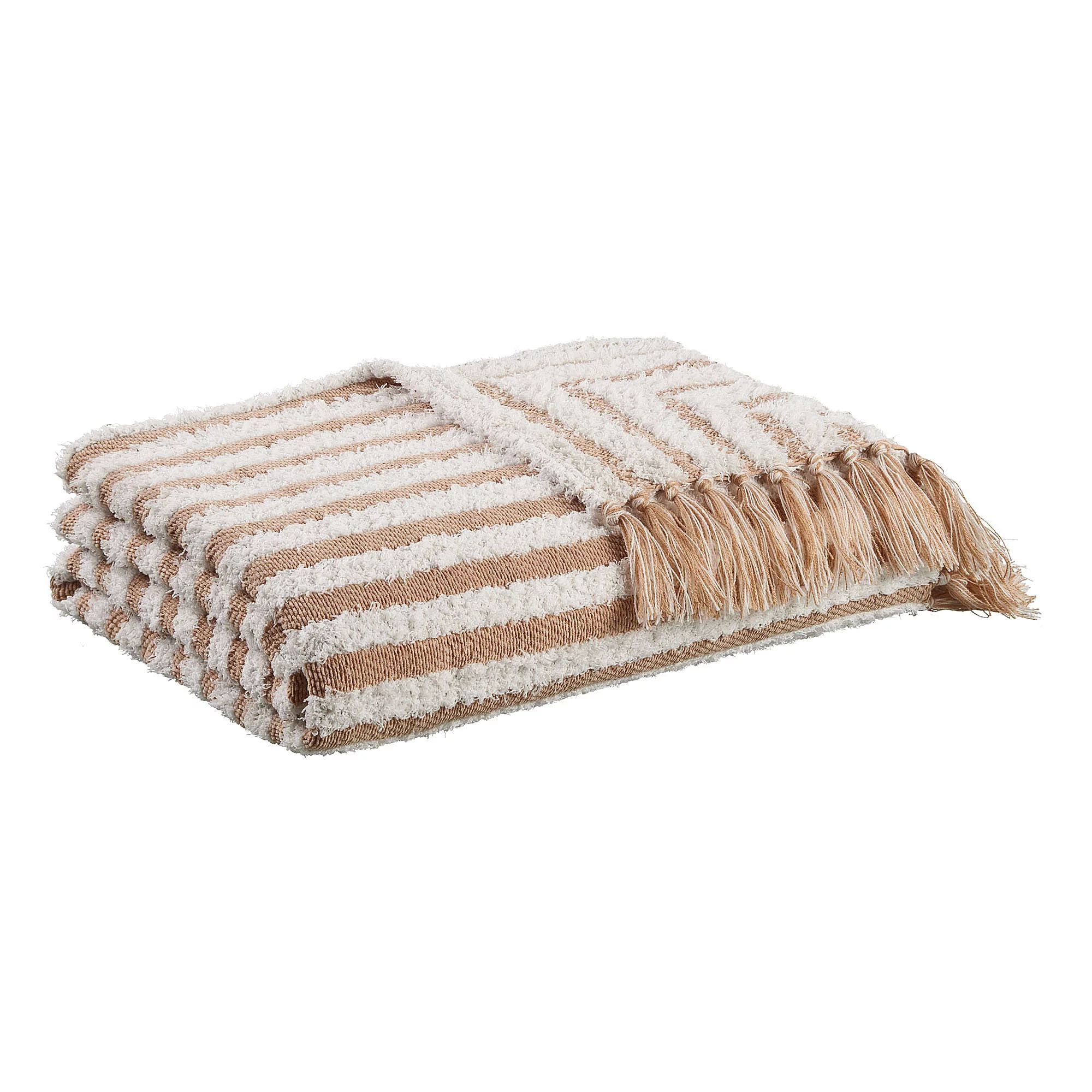 Better Homes & Gardens Textured Cozy Woven Chenille Throw, 50"x72", Camel Stripe | Walmart (US)