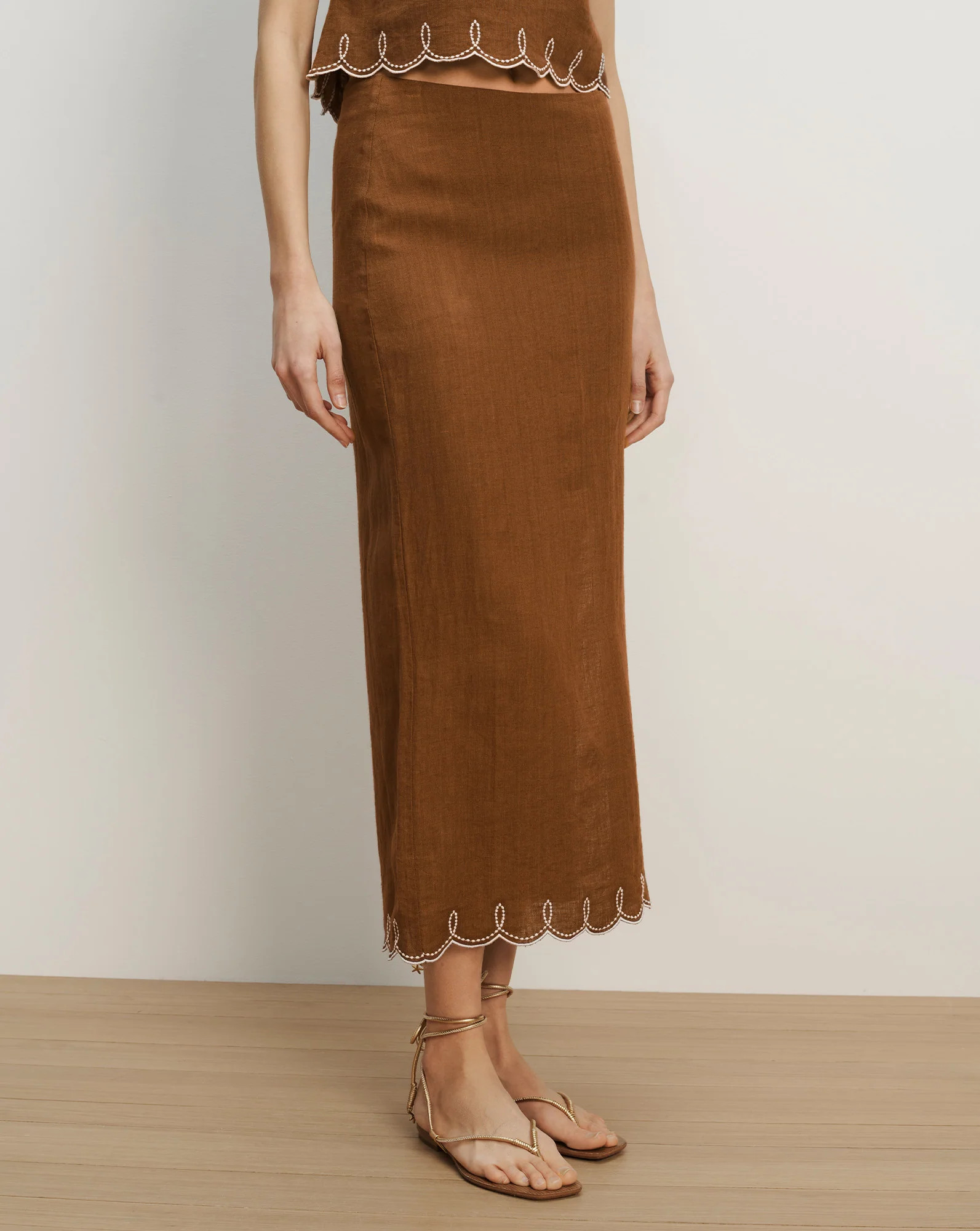 Malou Linen Maxi Skirt in Light Brown | Veronica Beard | Veronica Beard