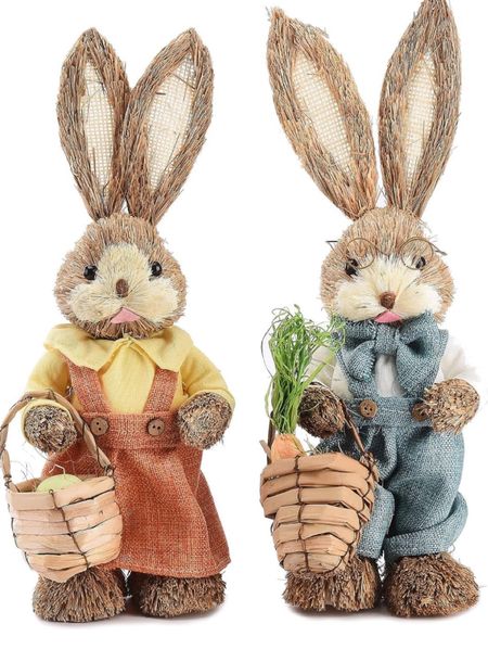 Mr. And Mrs. Bunny are so cute and perfect for your front porch! Easter home decor!! Amazon Easter home decor! Amazon outdoor home decor for Easter! Spring decor on Amazon!! Easter bunny figurines on Amazon!! 