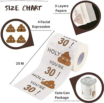 Happy 30th Birthday Gifts for Women and Men - 3-Ply Funny Toilet Paper Roll, Thirty Birthday Deco... | Amazon (US)