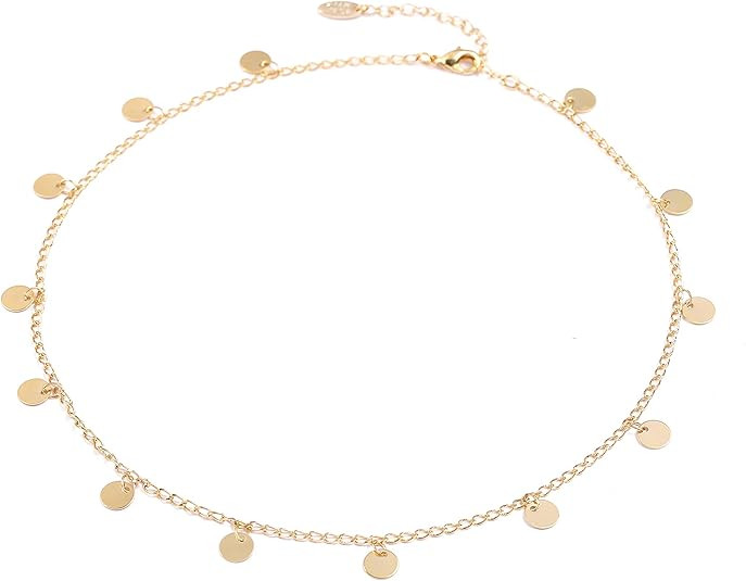 Fremttly Star Choker Necklaces Disc Coin Handmade Simple 14K Gold Plated/Silver Plated Delicate D... | Amazon (US)