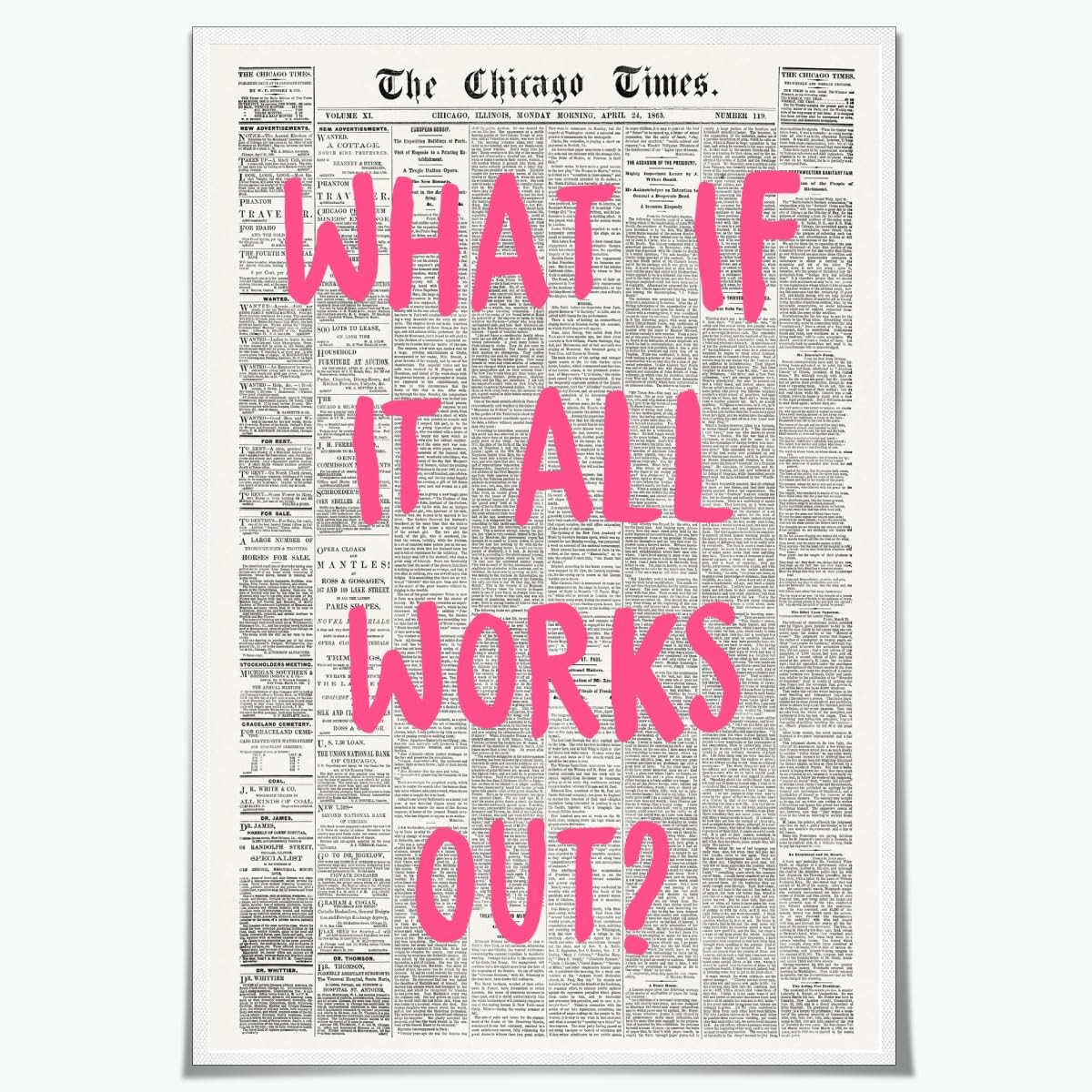 Retro Trendy Newspaper Canvas Wall Art Poster What If All Works Out Positive Affirmation Quote Pi... | Amazon (US)