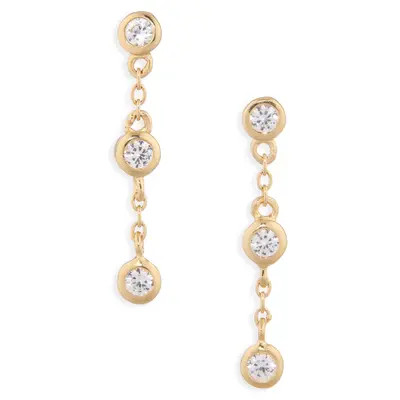 Madewell Demi-Fine Crystal Drop Earrings in Gold/clear at Nordstrom | Nordstrom
