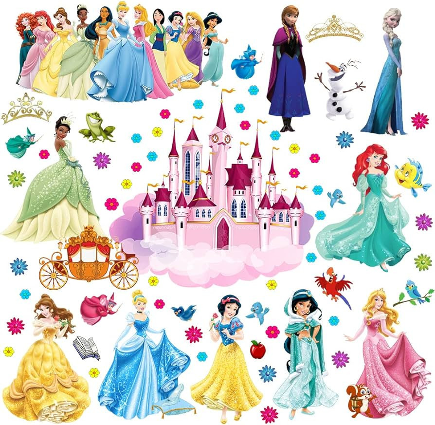 Princess Wall Decals Removable Wall Sticker Peel and Stick Wall Mural for Girls Kids Bedroom Baby... | Amazon (US)
