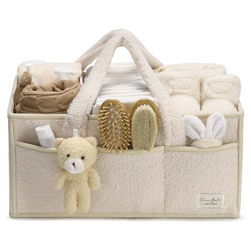 PeraBella Baby Diaper Caddy Organizer with Handle, Boy & Girl Shower Gift Basket, Portable Diaper Storage Basket Bin for Wipes, Newborn Baby Essentials Registry Search Must Haves, Car Caddy Organizer | Amazon (US)