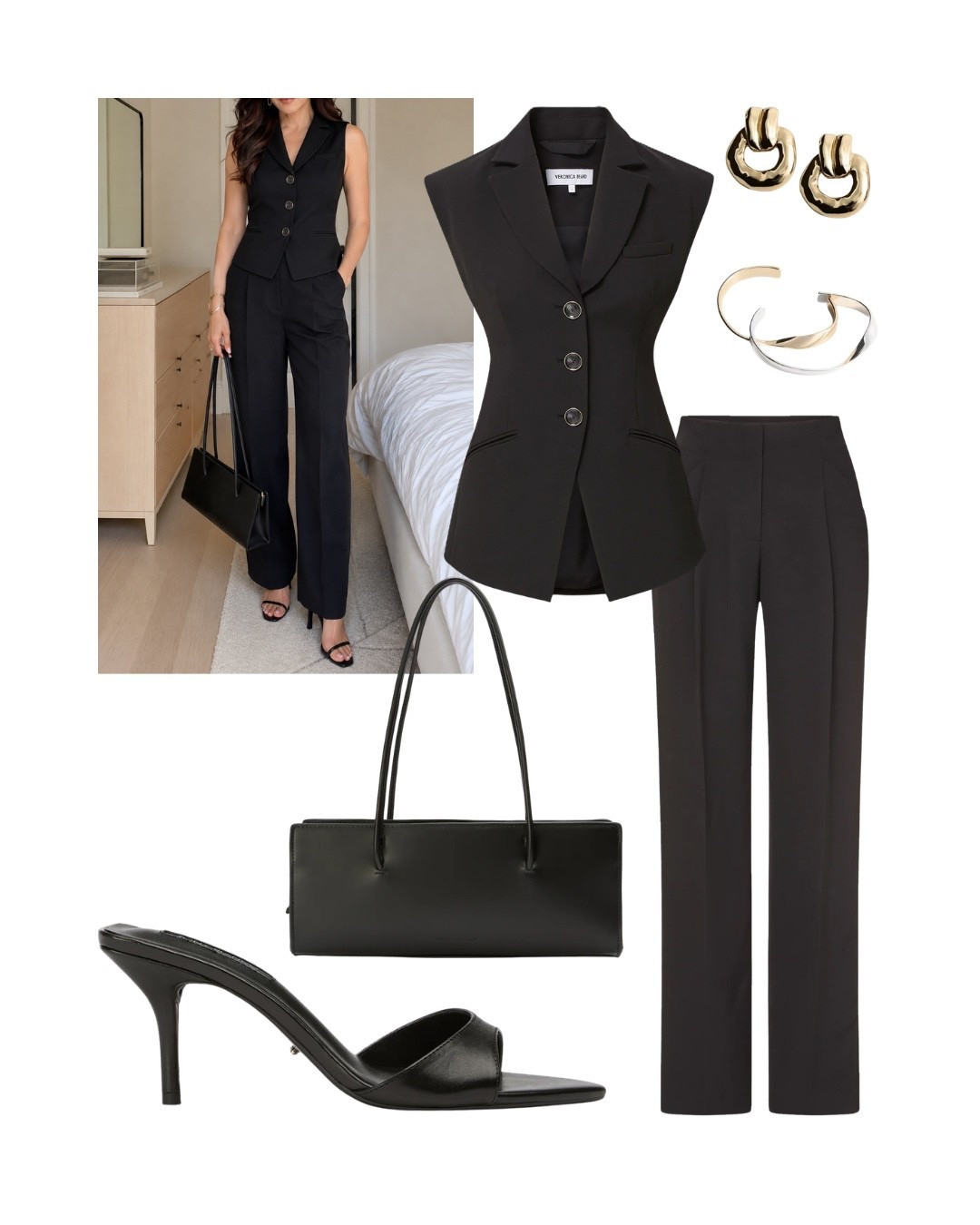 A polished all-black look that never goes out of style. 🖤 Perfect for work, dinner, or any occasion.

all black outfit, monochrome outfit, tailored vest, wide leg pants, work outfit, office style, chic outfit, minimalist style, capsule wardrobe, elevated basics, timeless fashion, black heels, tote bag, classic style, women's fashion

#LTKootd #LTKWorkwear #LTKOver40
