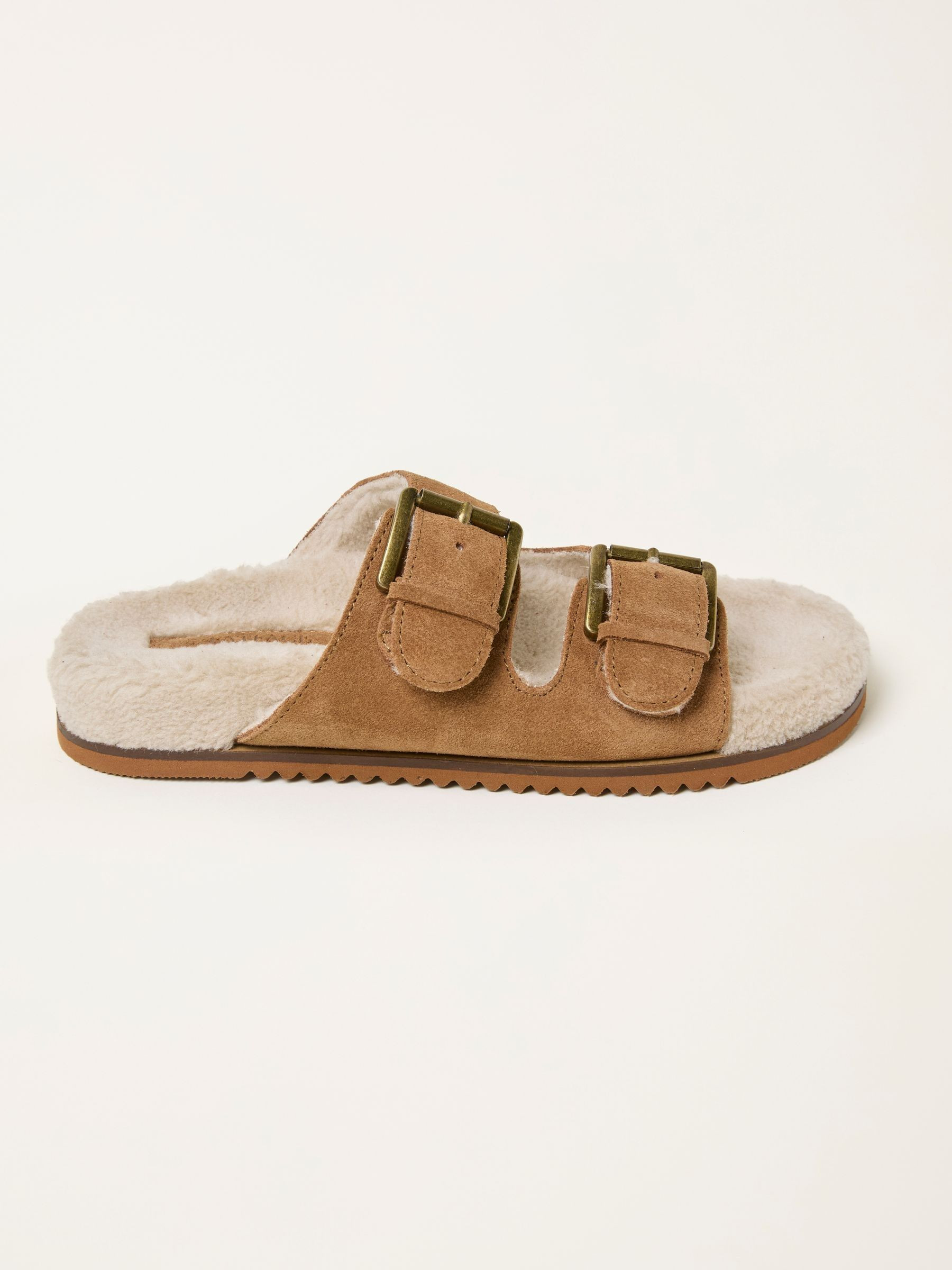 Tan Brown Cosy Borg Lined Leather Footbed | FatFace | Fat Face