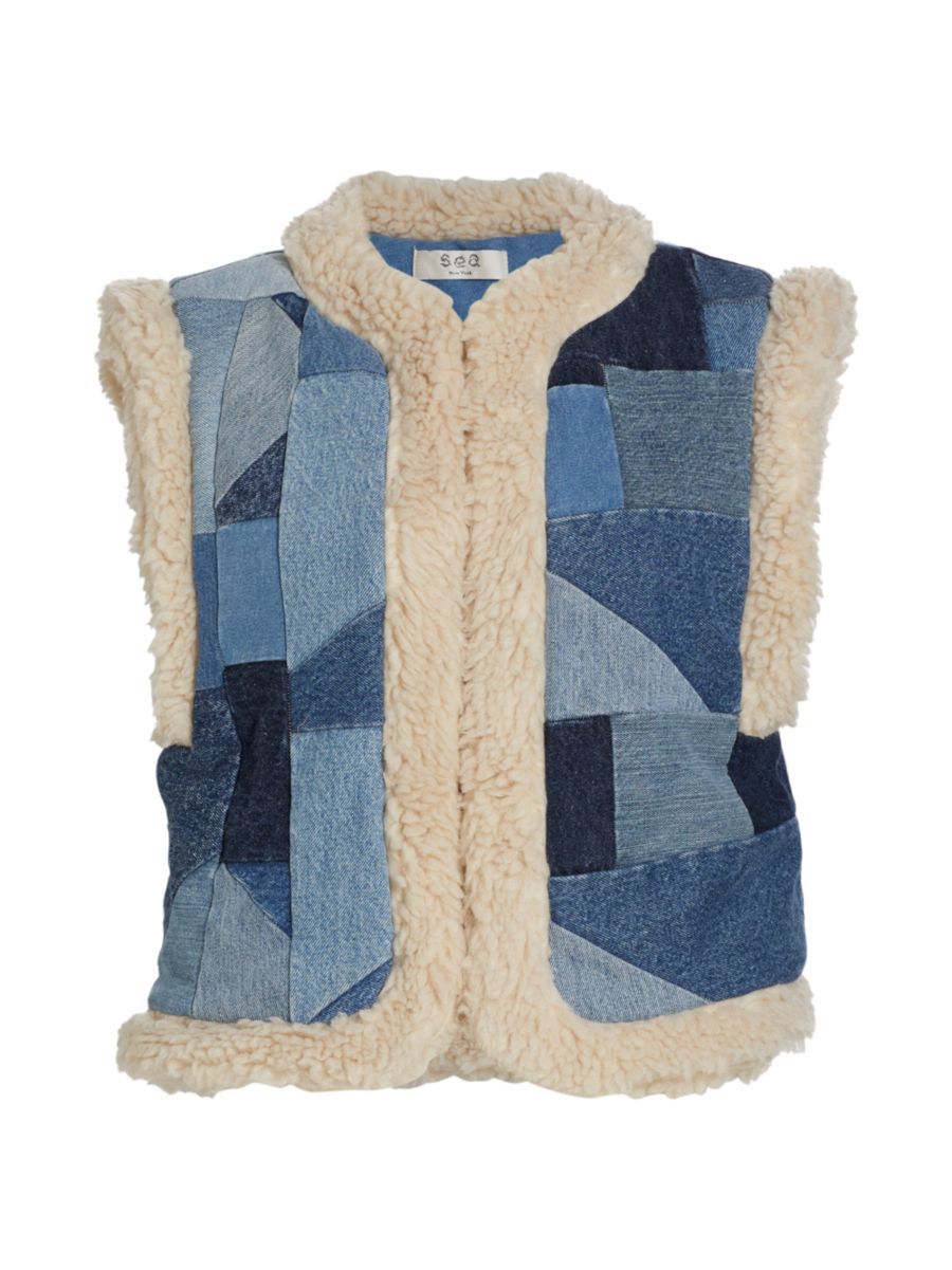 Sea Diego Patchwork Denim &amp; Faux Fur Vest | Saks Fifth Avenue