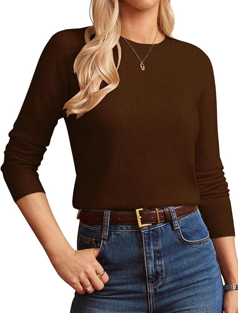 GRACE KARIN Women Cashmere Sweater Crew Neck Merino Wool Soft Pullover Layer Dressy Casual 2025 F... | Amazon (US)