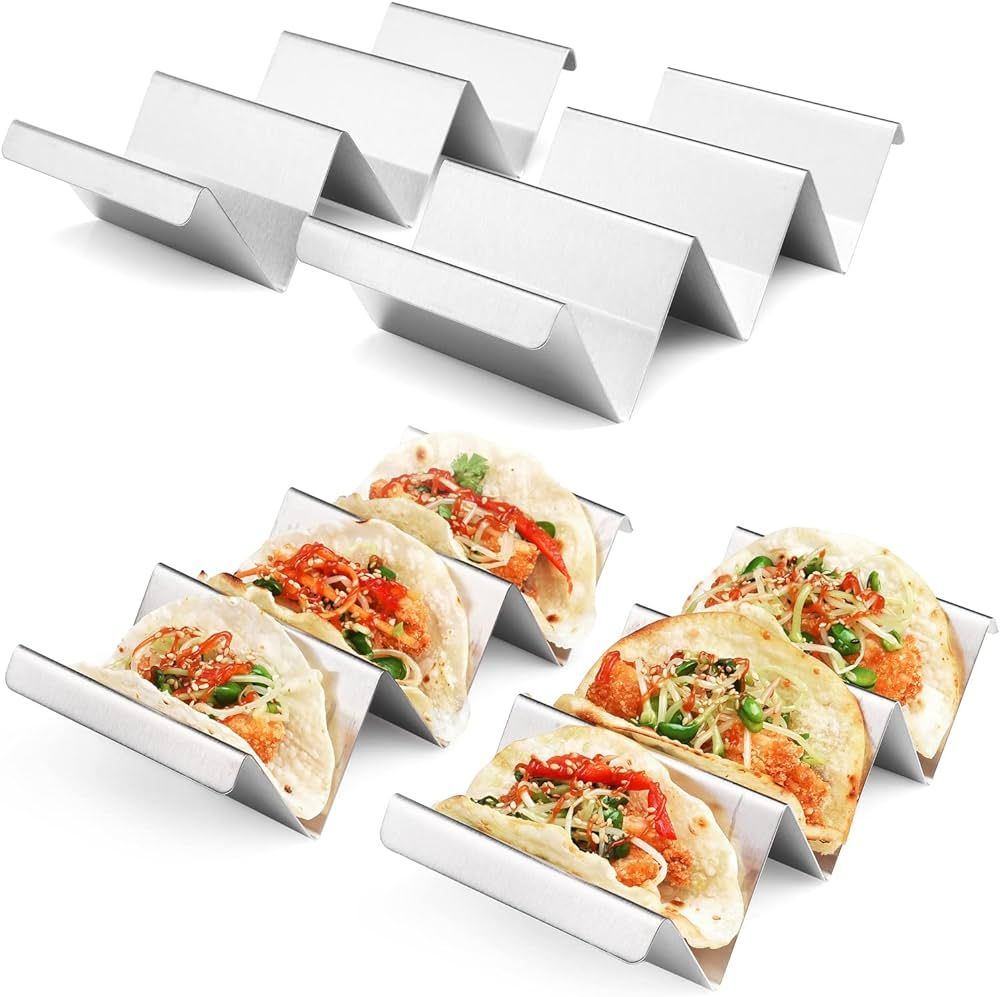 Taco Holders 4 Packs - Stainless Steel Taco Stand Rack Tray Style by ARTTHOME, Oven Safe for Baki... | Amazon (US)