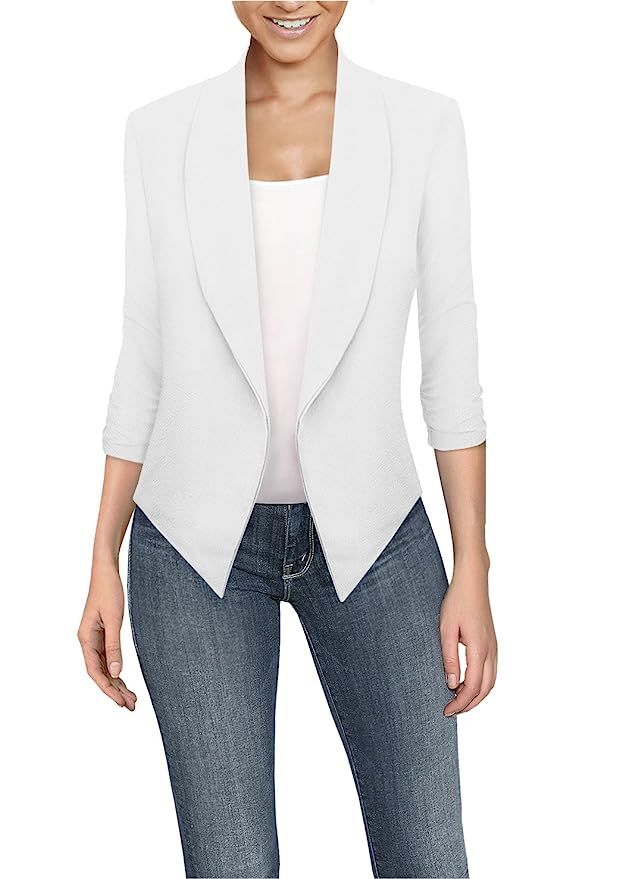 HyBrid & Company Womens Casual Work Office Open Front Blazer Jacket Made in USA | Amazon (US)