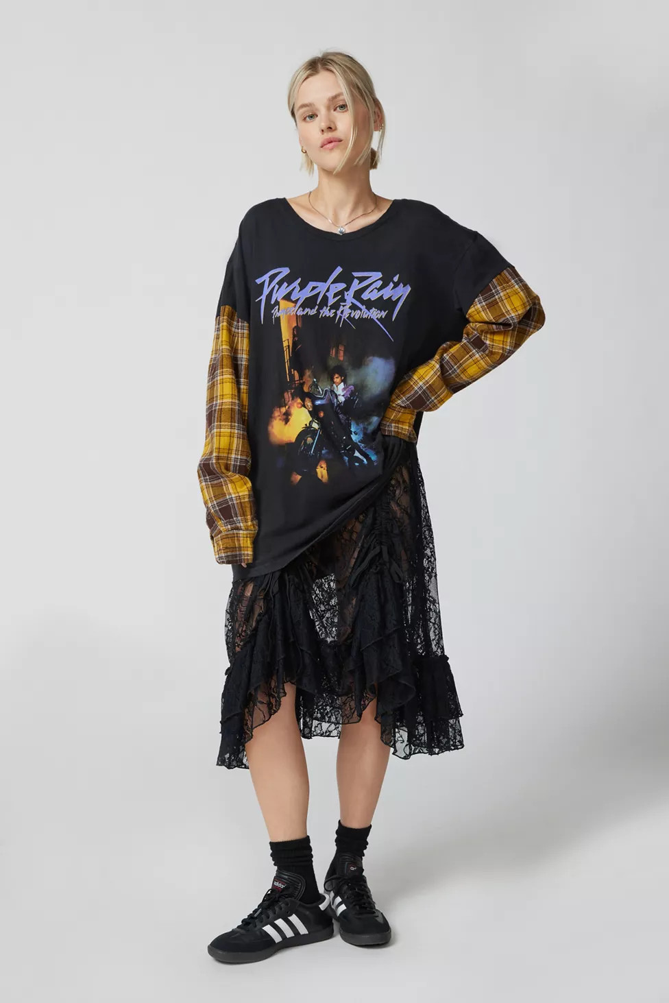 Urban Renewal Remade Flannel Sleeve Music Tee | Urban Outfitters (US and RoW)