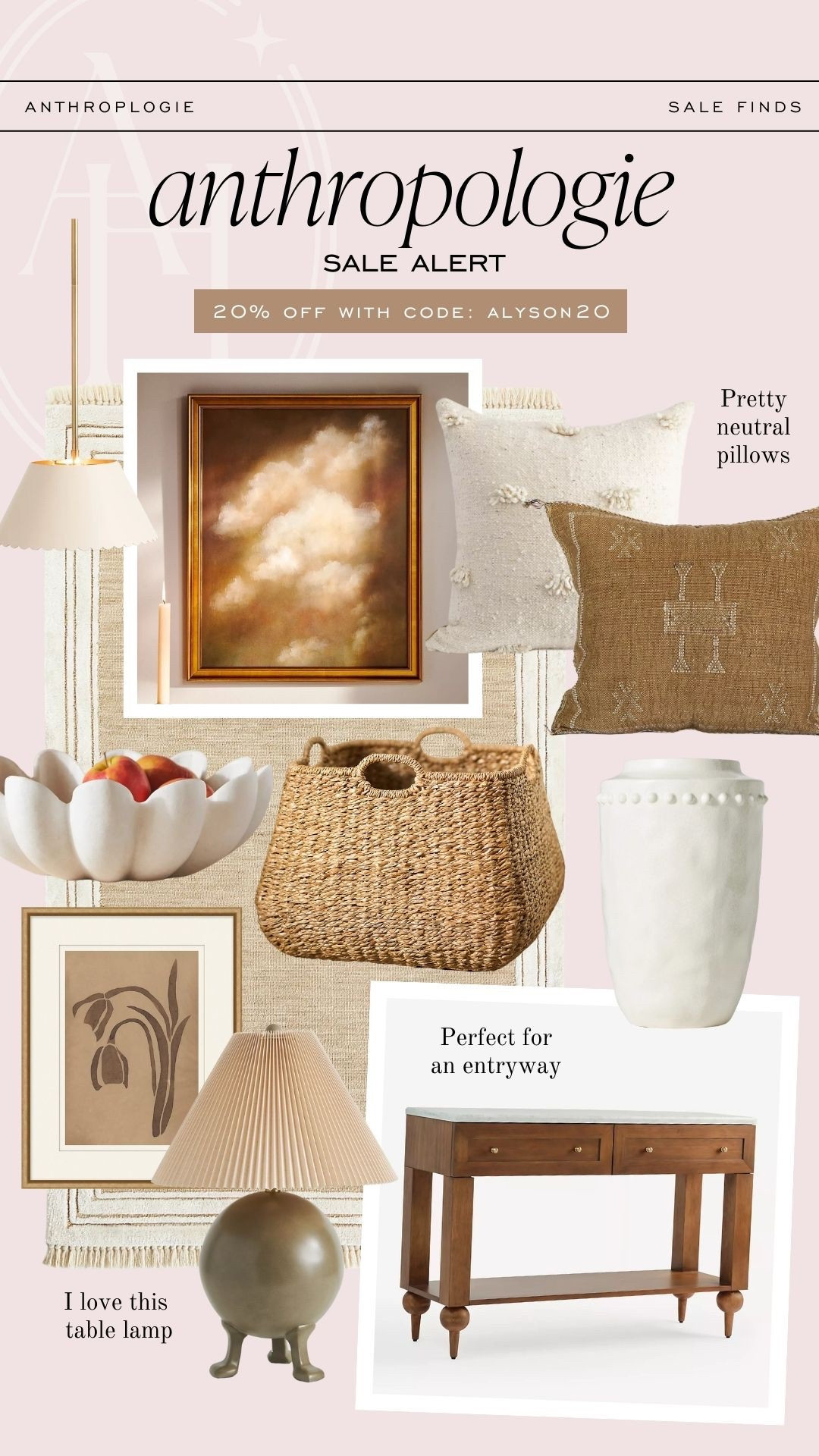 Anthropologie sale alert! Use my code ALYSON20 for 20% off your order  

#LTKSpringSale #LTKHome #LTKStyleTip