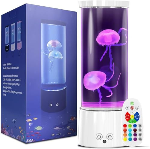 Jellyfish Lamp, 17 Color Changing Jelly Fish Light Mood Lamps for Home Office Room Desktop Decoration, Blue Pink Jellyfish Aquarium Tank Night Light Christmas Gifts for Kids Teens Girls Boys Adults | Amazon (US)