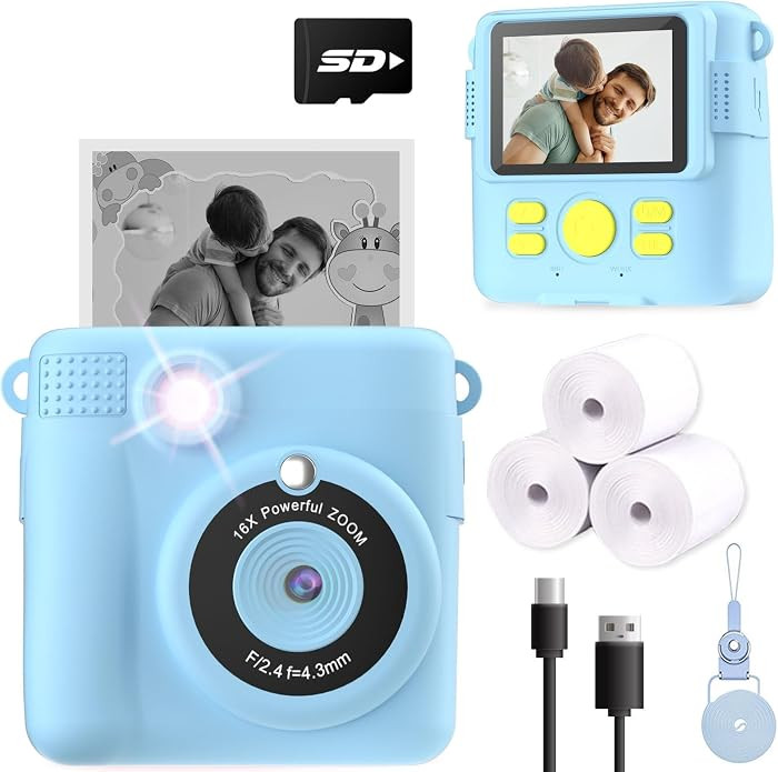 ESOXOFFORE Kids Camera Instant Print, Christmas Birthday Gifts for Kids Age 3-12, Selfie Digital ... | Amazon (US)