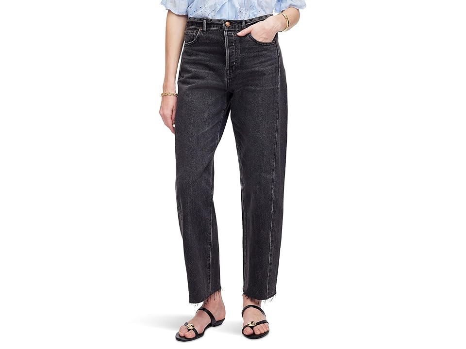 Madewell The Darted Barrel-leg Jean In Black Women's Jeans Lockside Wash : 26, Cotton/Denim | Zappos