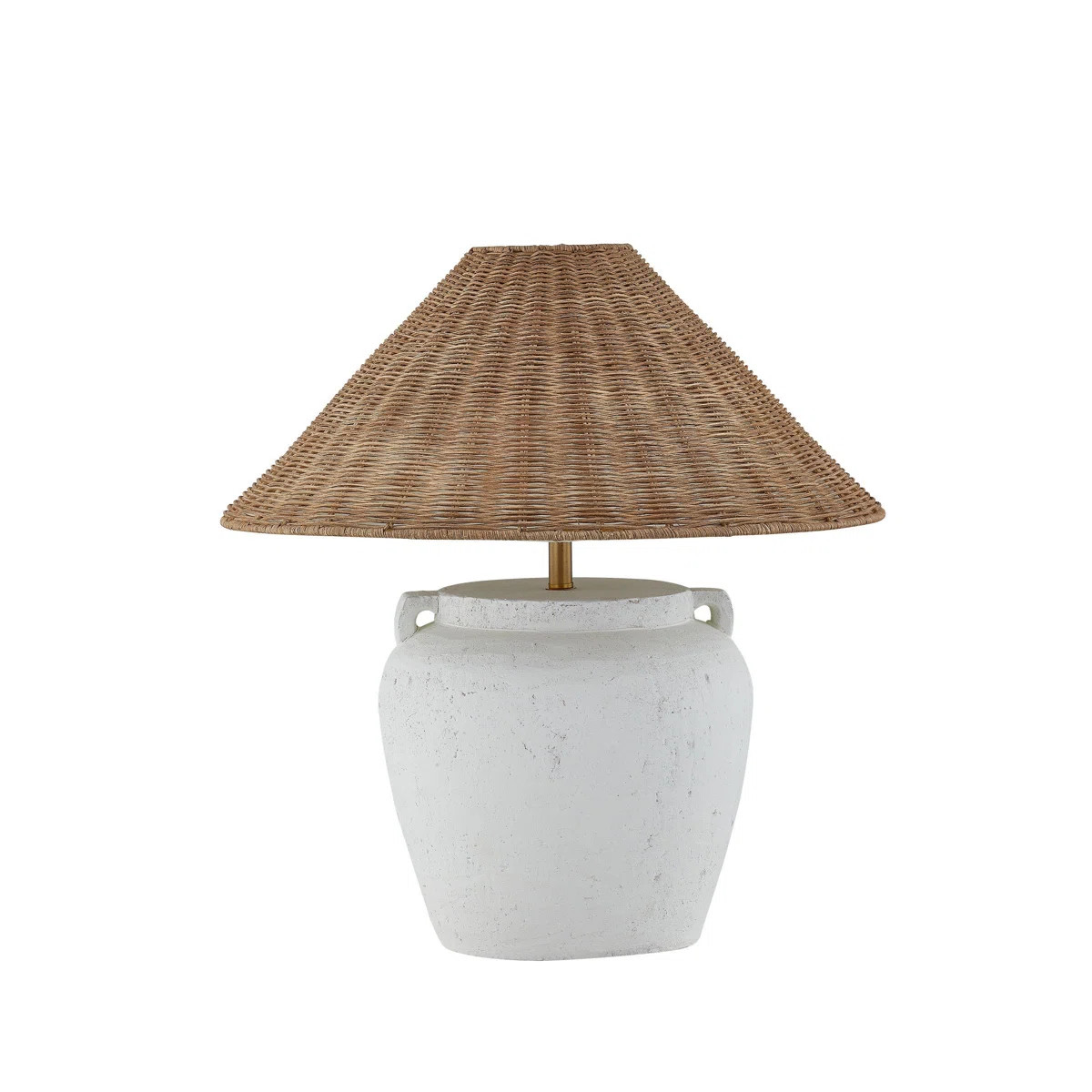Marietta 22.5" Table Lamp with Rattan Shade, White | Wayfair North America