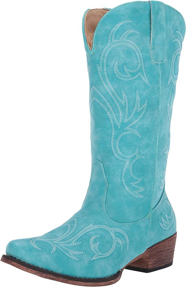 Amazon.com | Roper Women's Riley Fashion Boot, Blue, 6.5 D US | Mid-Calf | Amazon (US)