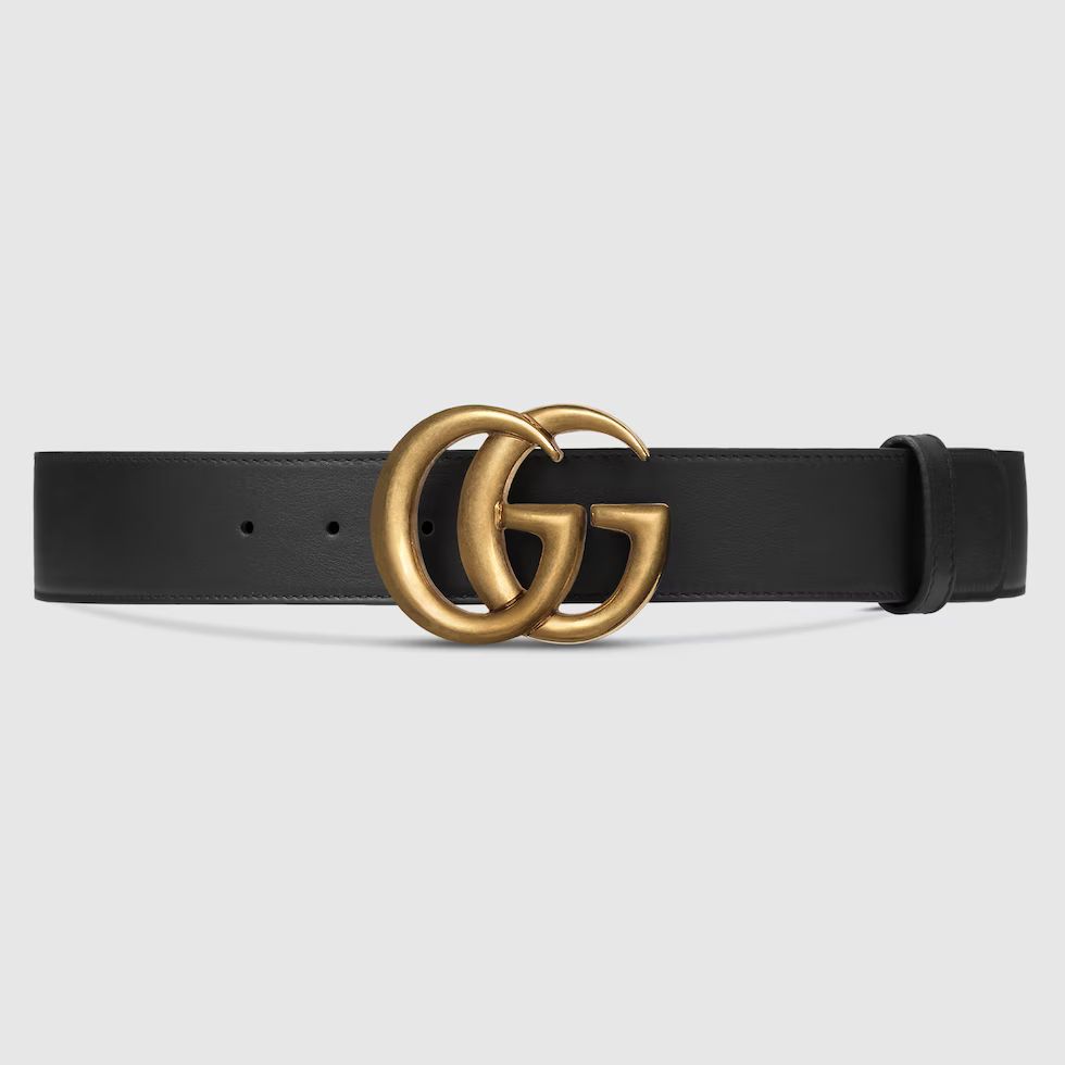 Leather belt with double G buckle | Gucci (AU)