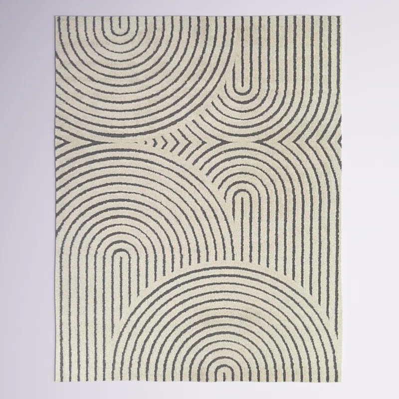 Barklay Geometric Machine Woven Polypropylene Area Rug in Gray/Ivory | Wayfair North America