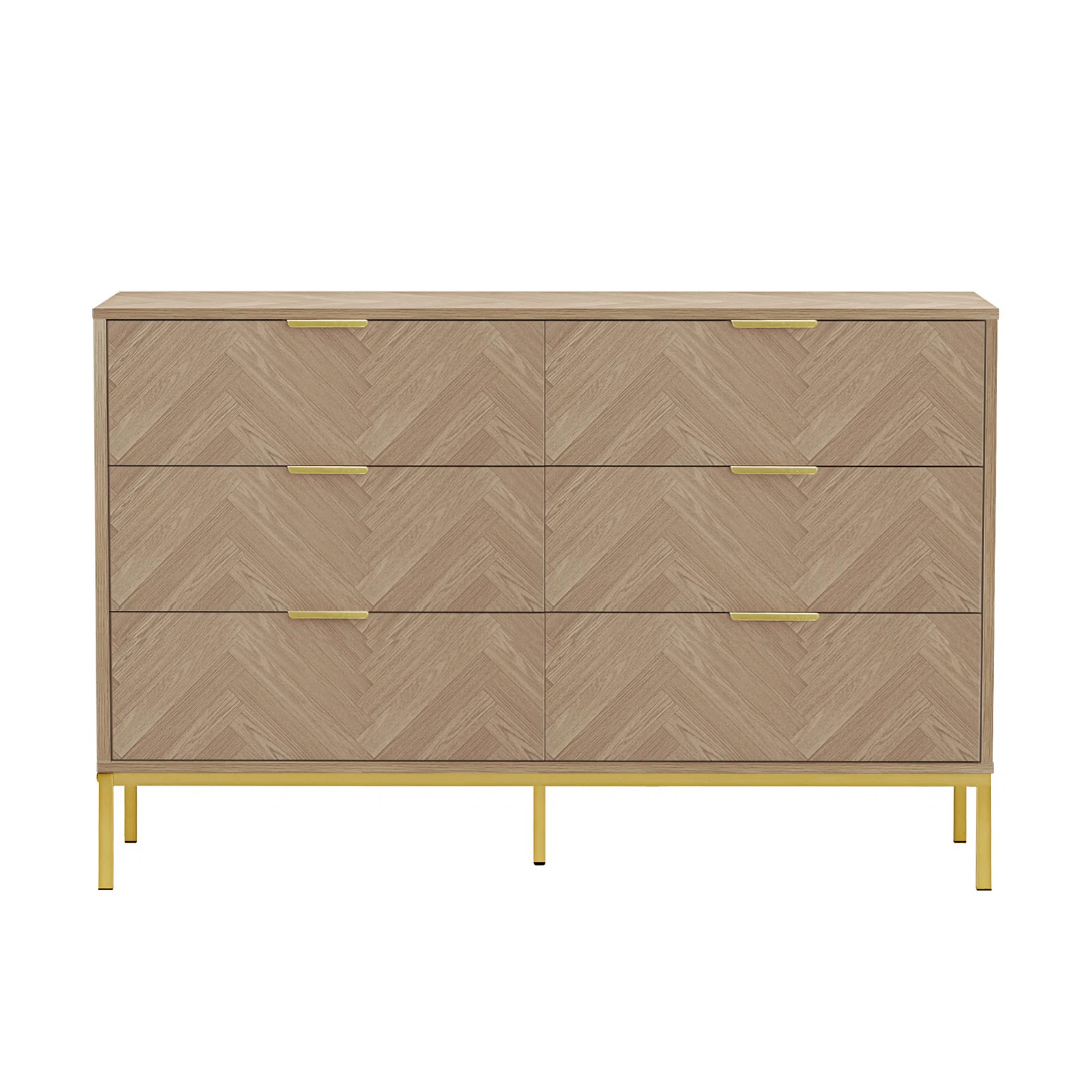 Pricillia 6 - Drawer Dresser Mid Century Natural 6 Drawer Double Dresser | Wayfair North America