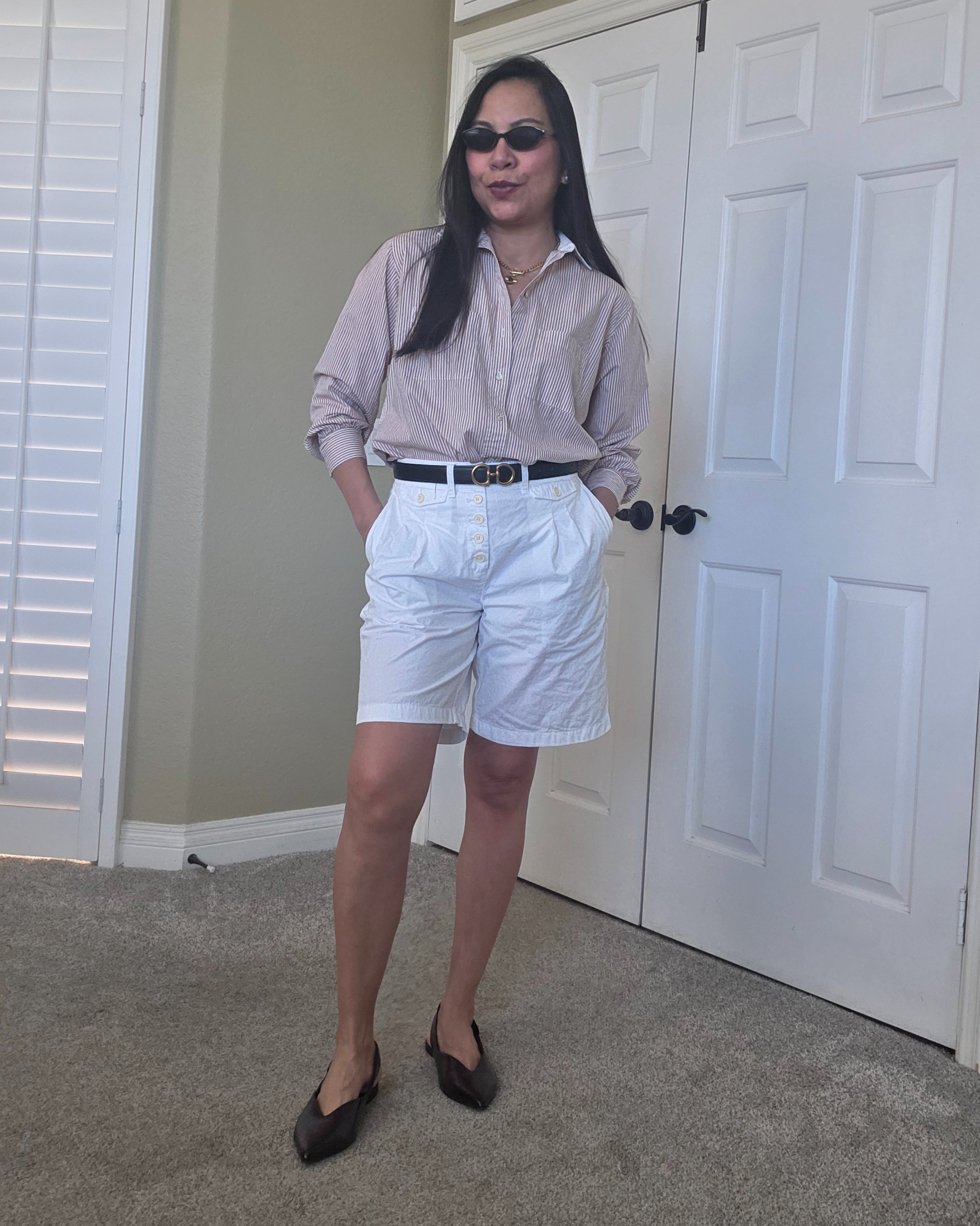 spring outfit, chino berrmuda shorts, stripe button down shirt

#LTKootd #LTKSpringSale #LTKOver40