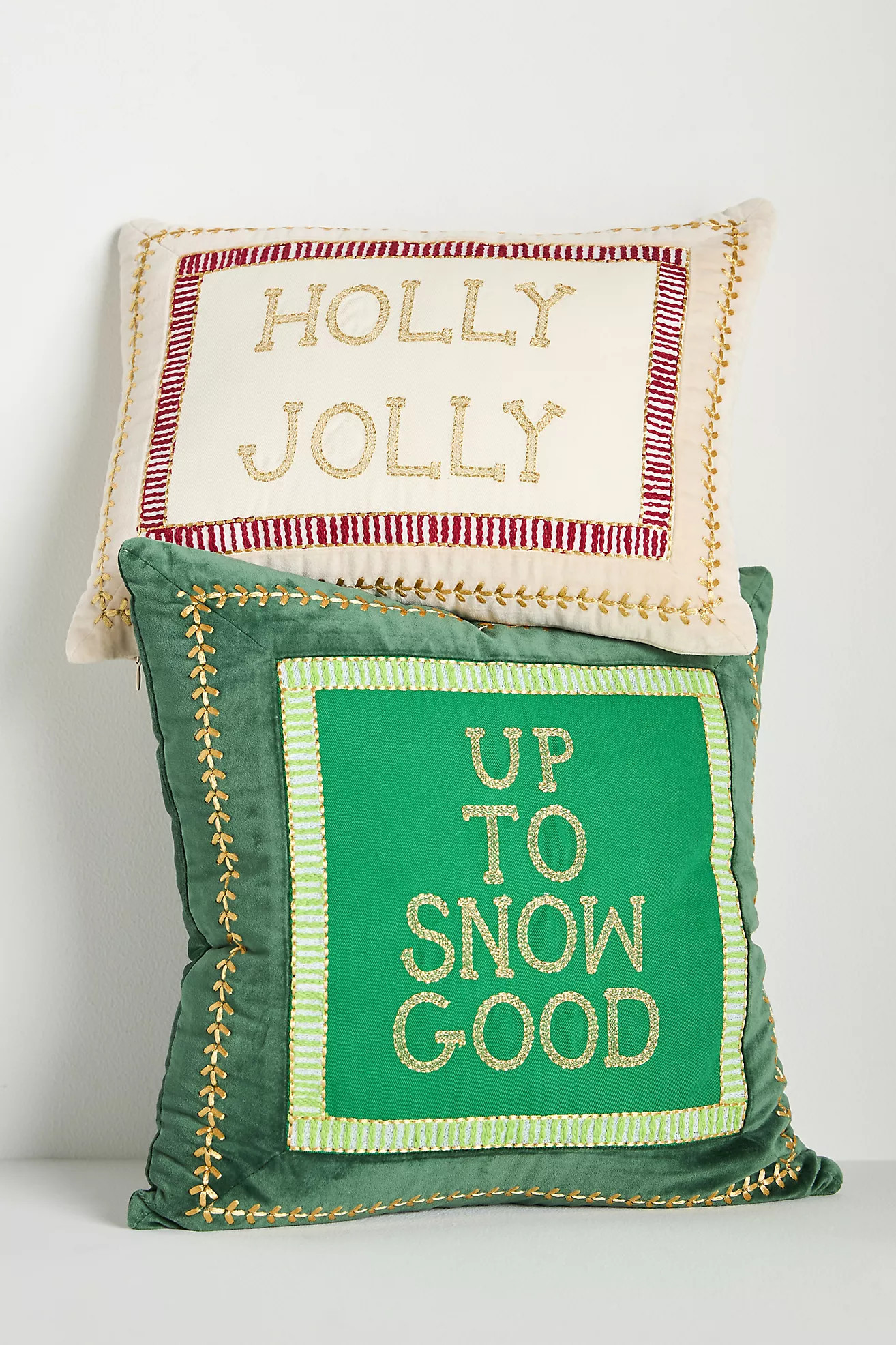 Shayla Festive Text Cotton Velvet Pillow | Anthropologie (US)