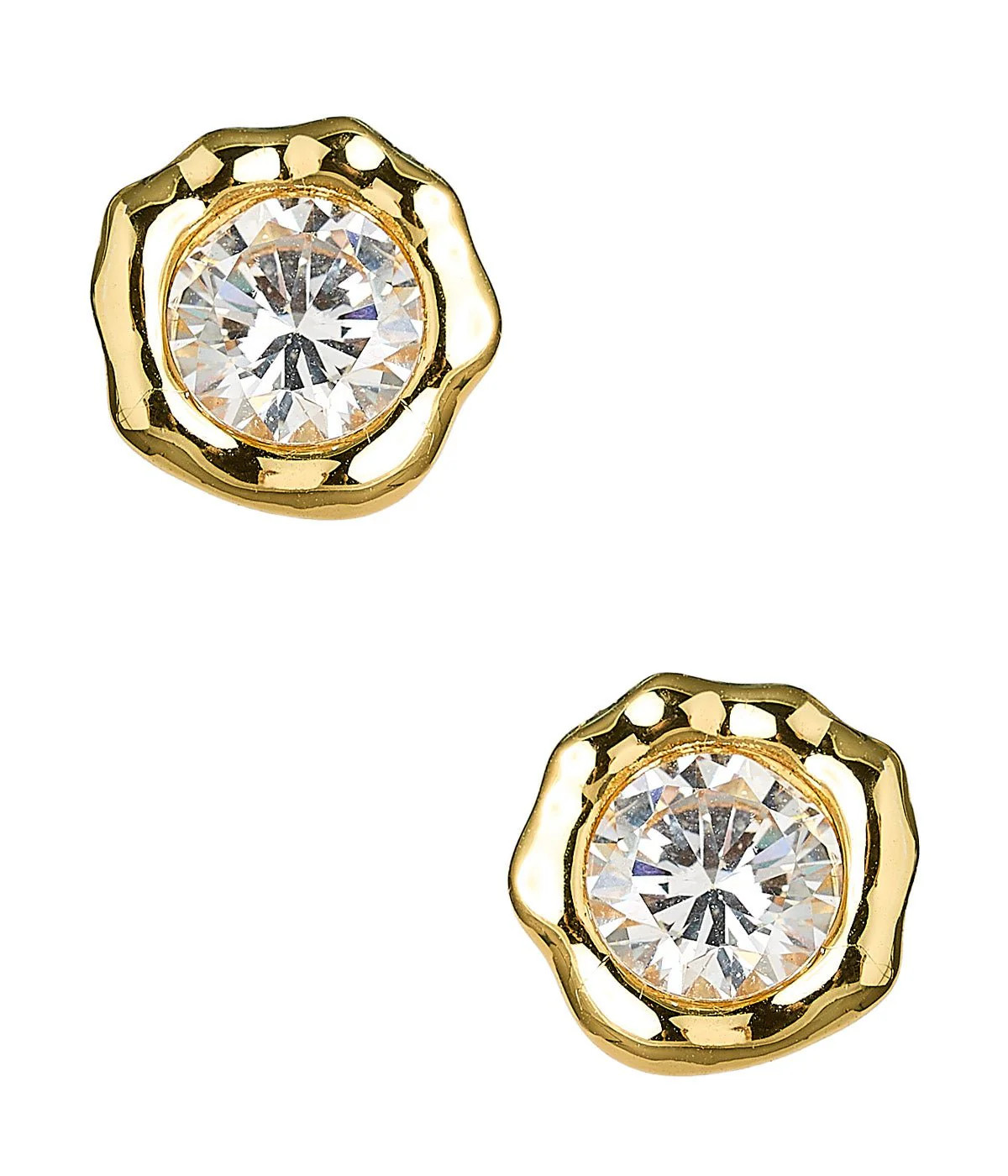 Margot - Bezel Textured Stud Earring - 18k Gold Plated- Darby Clark Co | Lisi Lerch Inc