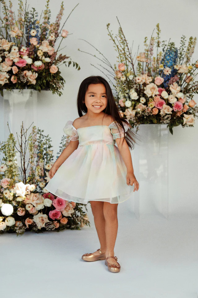 Miss Lola | Mini Sadie Babydoll Dress Pastel Print | MISS LOLA
