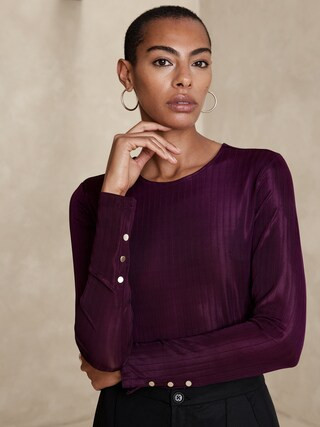 Silky Ribbed Top | Banana Republic Factory