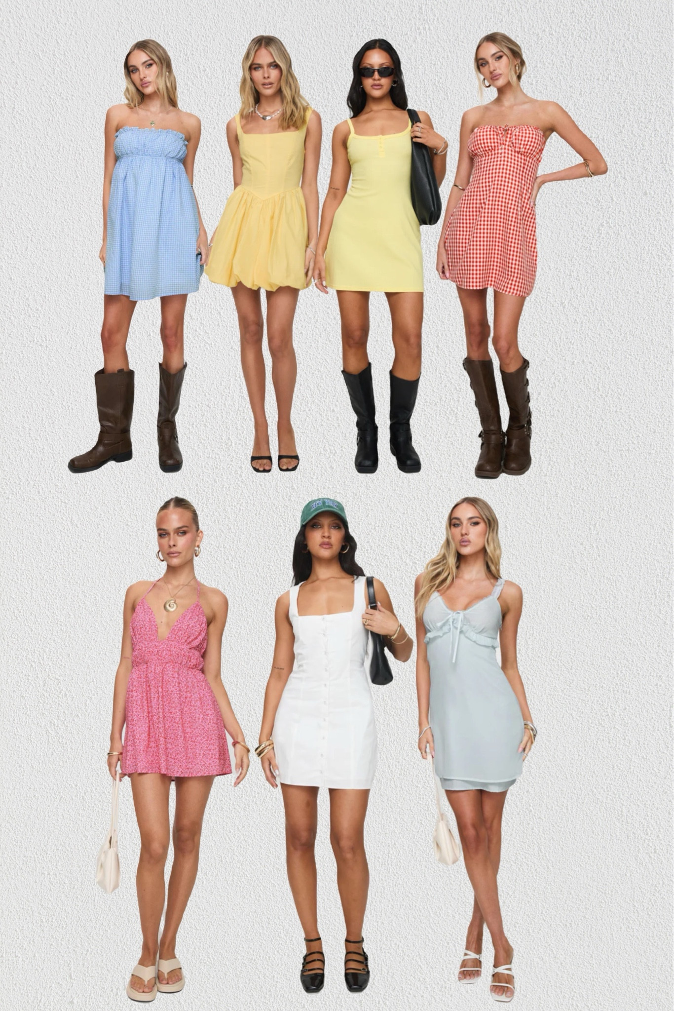 mini dress, yellow, butter yellow, ribbed, sleeveless, scooped neckline, button detailing, strapless, gingham, tie front, ruched bust, blue, ruffle, trim, sheer, v-neckline, lace trim, linen, white, square neckline, button closure, bubble hem, linen blend, straight neckline, halter, open back

#LTKFindsUnder100 #LTKWedding