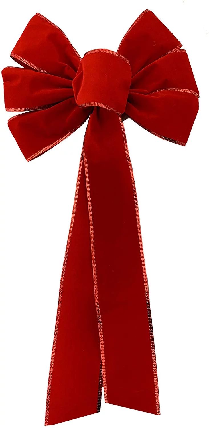 Red Velvet Christmas Wreath Bow - 10" Wide, 18" Long Tails, Valentine's Day - Walmart.com | Walmart (US)