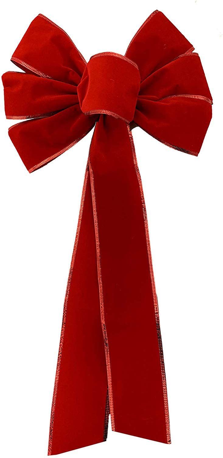 Red Velvet Christmas Wreath Bow - 10" Wide, 18" Long Tails, Valentine's Day | Walmart (US)