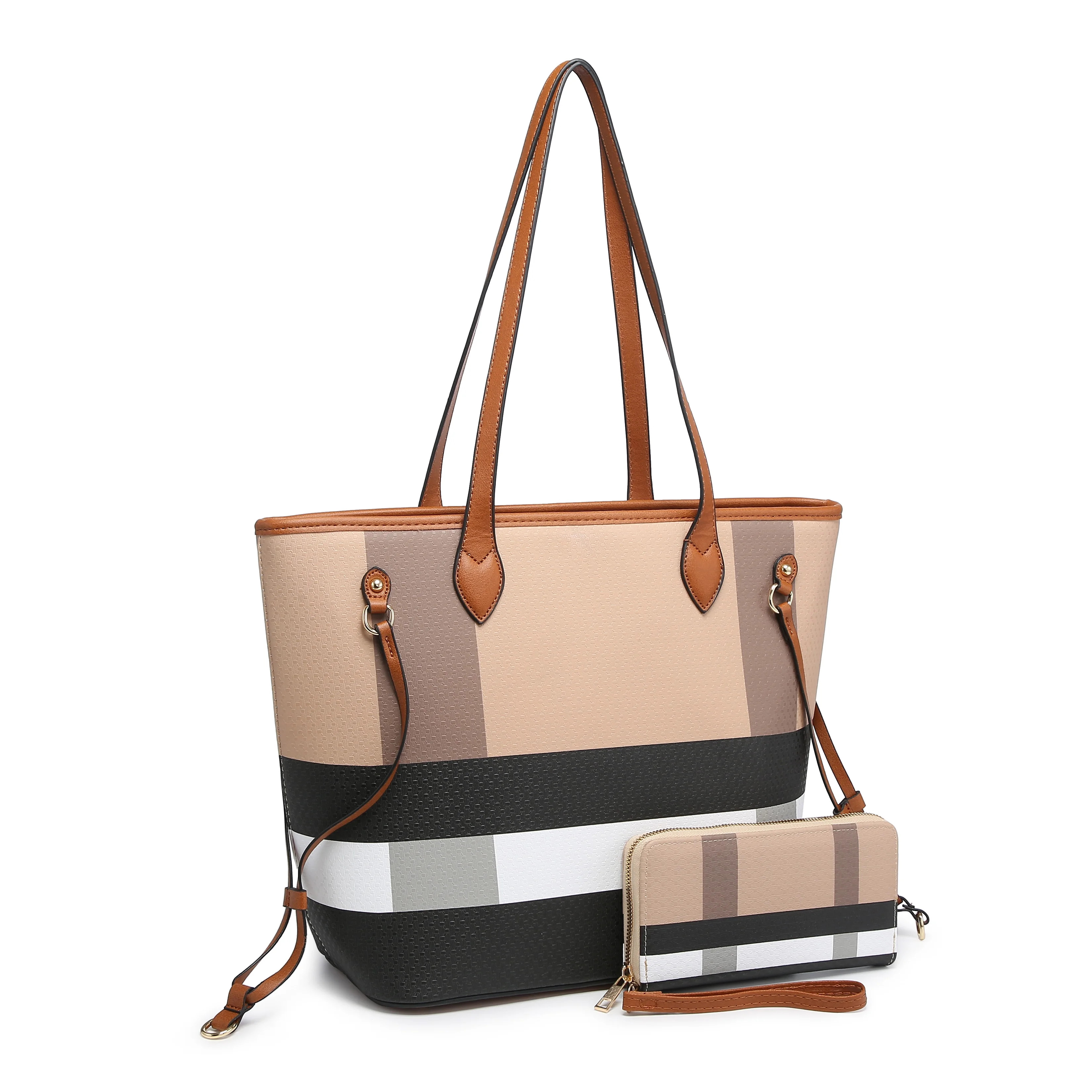 Poppy Womens Checkered Tote Bag Shoulder Purse With Wallet PU Vegan Leather Shoulder Satchel Fash... | Walmart (US)