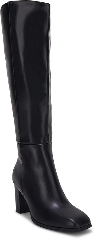 Coutgo Womens Knee High Boots Chunky Block Heels Square Toe Side Zipper Faux Suede Fall Winter Comfo | Amazon (US)