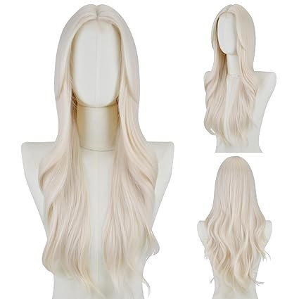 FREE BEAUTY Long platinum Blonde Wavy Wig for Women 26 Inch Middle Part Curly Wavy Wig Natural Lo... | Amazon (US)