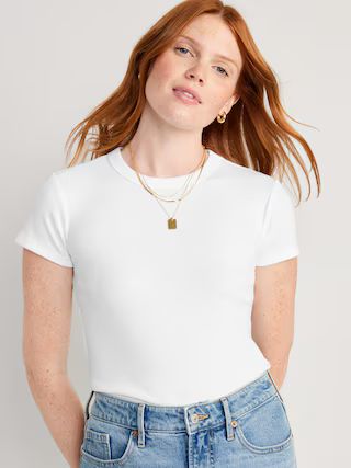 Fitted Rib-Knit Cropped T-Shirt for Women | Old Navy (US)