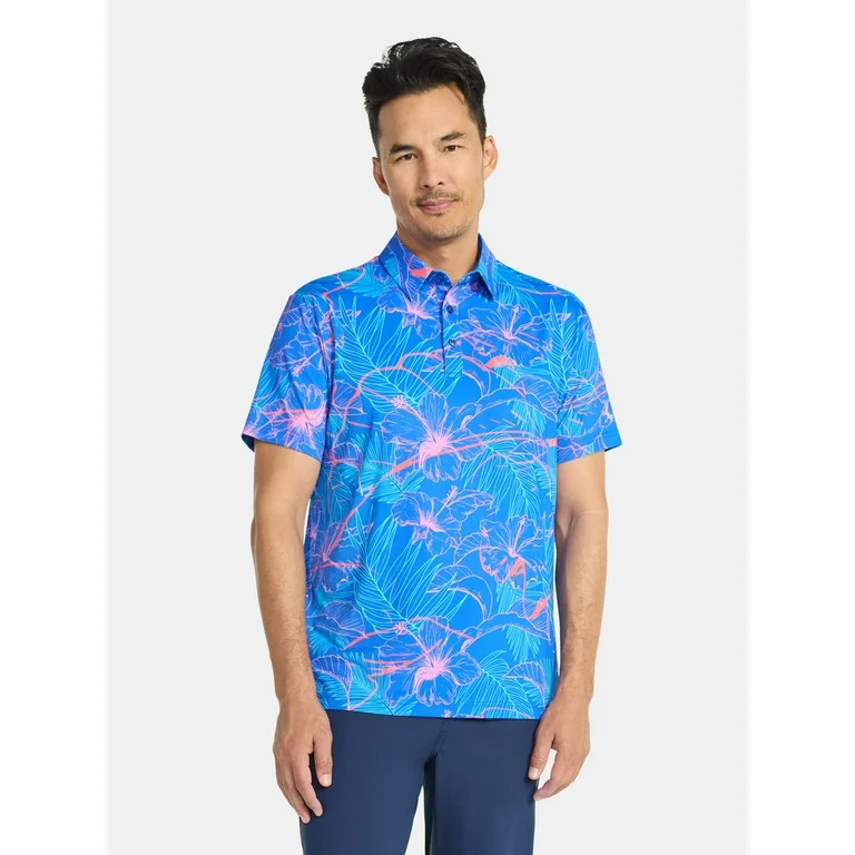 Birdie Bound Men's & Big & Tall Men's Layer Tropical Print Polo Shirt, Sizes XS-4XLT | Walmart (US)