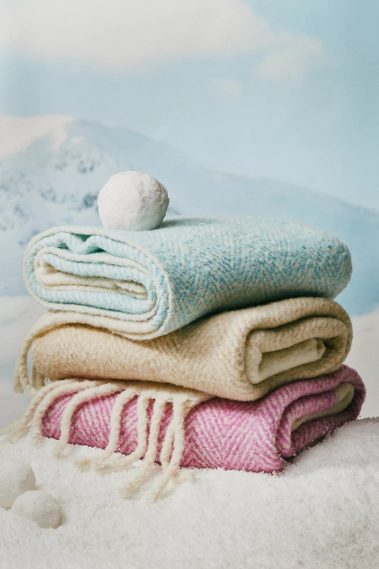 Laurie Herringbone Woven Wool Fringe Throw Blanket | Anthropologie (US)