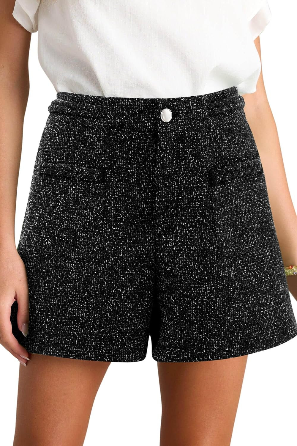 Cicy Bell Womens Tweed Summer Shorts High Waisted Wide Leg Dressy Casual Shorts with Front Pockets | Amazon (US)
