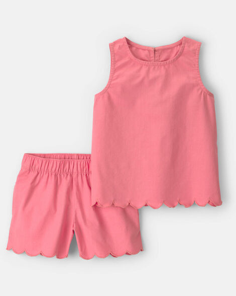 OshKosh B'gosh Girls 2-Piece Scallop Top & Short Set - Pink 7 Pink | Carter's Inc