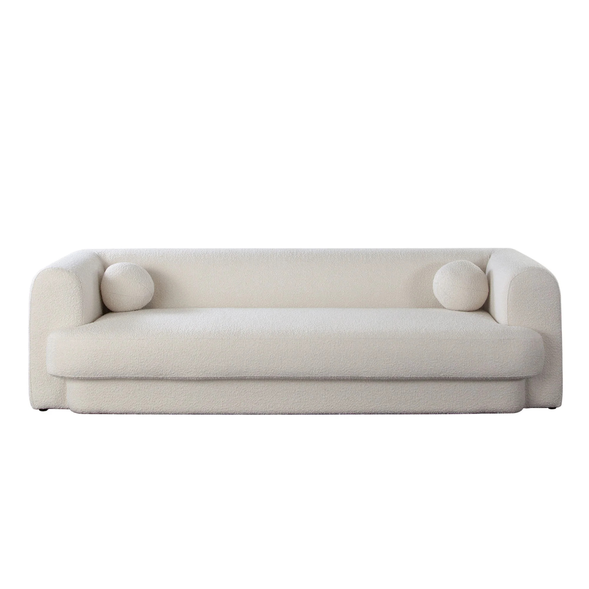 Form Sofa in Ivory Boucle Fabric w/ (2) Accent Pillow Balls by Diamond Sofa - Walmart.com | Walmart (US)