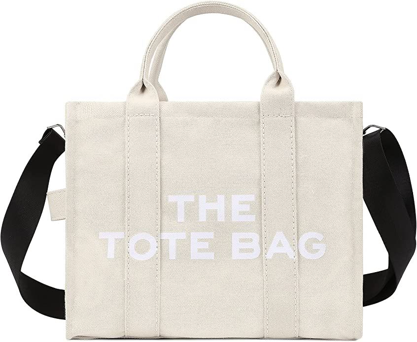 Women's Canvas Tote Bags Casual Canvas Crossbody Bag With Zipper Double Shoulder Straps Canvas Sh... | Amazon (UK)