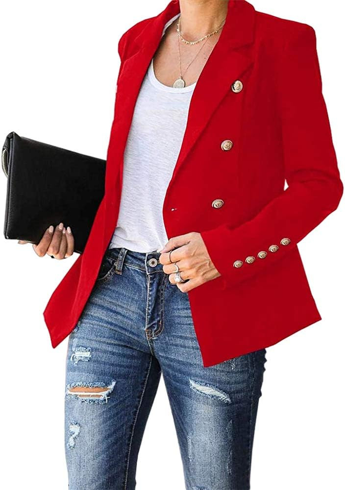 Cicy Bell Women's Long Sleeve Casual Blazer Work Office Button Open Front Jacket Suit | Amazon (US)