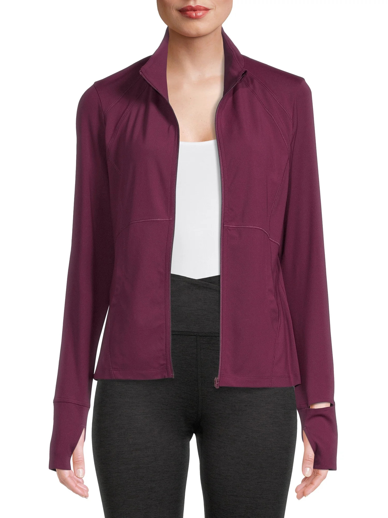 Avia Women's Active Full Zip Long Sleeve Jacket with Thumbholes and Sport Watch Opening - Walmart... | Walmart (US)