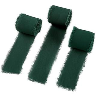Doris Home Handmade Fringe Chiffon Silk-Like Ribbon 2" x 7Yd Set of 3 Rolls Ribbons for Wedding I... | Amazon (US)