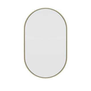 Glass Warehouse 22 in. W x 36 in. H Framed Oval Bathroom Vanity Mirror in Satin Brass-MF-PL-36X22... | The Home Depot